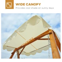 Outsunny 65" Patio Swing Chair with Canopy Outdoor Wooden Swing Bench Hammock for Garden, Poolside, Backyard(m-4)