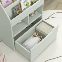 HOMCOM Kids Bookcase Multi-Shelf Book Rack with Mobile Drawer for Books, Toys, Pale Green(m-8)