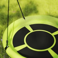 Qaba 100cm Diameter Nest Seat for Kids with Height Adjustable Hanging Ropes for Outdoor, Playground, Garden, Green(m-7)