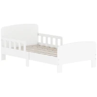 Qaba Toddler Bed Frame with Safety Side Rails for Girls and Boys, Bedroom Furniture, White(m-9)