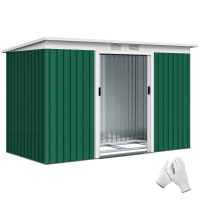 Outsunny 9' x 4' Metal Outdoor Storage Shed, Tool House with Double Lockable Doors for Backyard, Patio, Lawn, Garage, Dark Green