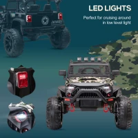 Aosom 12V Battery-powered Kids Jeep Ride On Police Car with Parental Remote Camouflage(m-5)