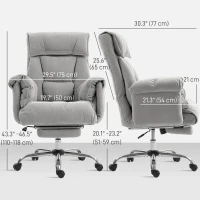 HOMCOM High Back Office Chair, Reclining Desk Chair with Footrest, Swivel Base, Rolling Wheels, Light Grey(m-3)