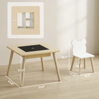 Qaba 3 Piece Kids Table and Chair Set with Convertible Desk with Storage, 3 in 1 Toddler Table and Chair Set for Nursery(m-3)