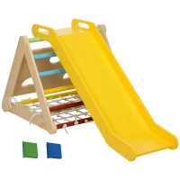Qaba 5 in 1 Pikler Triangle Set with Slide & Sandbags for Kids 18-48 Months(m-1)