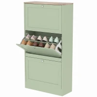 HOMCOM Modern Shoe Storage Cabinet with 3 Flip Drawers and Adjustable Shelves for 12-18 Pairs of Shoes, Green(m-1)