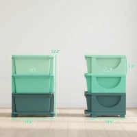 Qaba 3 Tier Kids Storage Unit, Toy Organizers and Storage with 3 Drawer for Bedroom Nursery Living Room for Boys Girls Green(m-3)