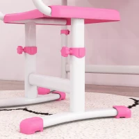Qaba Kids Desk and Chair Set with USB Light, Storage Drawer, Pink(m-9)