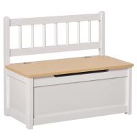 HOMCOM 2-in-1 Kids Wooden Toy Organizer Chest Storage Box with Seat Bench Cabinet Chunk Cube with Safety Pneumatic Rod White