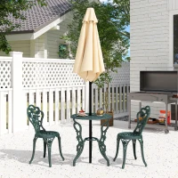 Outsunny 3 Pieces Patio Bistro Table and Chairs Antique Green(m-10)