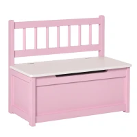 Qaba 2-in-1 Kids Toy Box Storage Organizer Chest Cabinet Chunk Cube with Safety Pneumatic Rod, Pink(m-2)