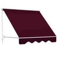 Outsunny 6' Drop Arm Manual Retractable Window Awning Sun Shade Shelter for Patio Balcony Outdoor, Aluminum, Wine Red(m-1)