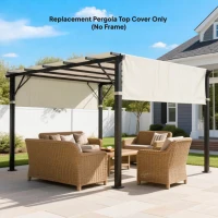 Outsunny 2 Pcs Pergola Replacement Canopy, UV Protection Pergola Shade Cover, Easy to Install, for 10 x 10ft Pergola, Cream White(m-2)
