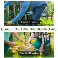 Outsunny Padded Garden Kneeler and Seat Bench, Padded Foldable Garden Stool, Green(m-4)