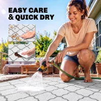 Outsunny Waterproof  Outdoor Rug, 6' x 9' RV Rug Reversible Mat for Backyard, Deck, Picnic, Beach, Camping, Grey & White Net(m-5)