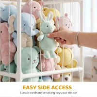 Qaba Stuffed Animal Storage Organizer, Teddy Toy Storage Organizer with Waterproof Bottom for Playroom, Nursery, 47x47x132cm(m-5)