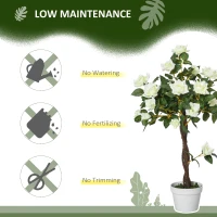 Outsunny 3FT Artificial Plant White Rose Floral in Pot, Fake Plant for Home Indoor Decor(m-6)