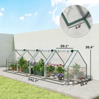 Outsunny Portable Mini Greenhouse, Outdoor Garden with Large Zipper Doors and Water/UV PVC Cover, 12' x 3' x 3', Clear(m-3)