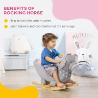 Qaba Baby Rocking Horse Elephant Rocking Chair Toddler Rocker Toy with Sound Wooden Base Seat for 1.5-3 Year Old, Gray(m-6)