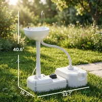 kleankin Portable Camping Sink, HDPE Handwashing Station Basin with 4.5 Gal Tank, 6.3 Gal Recovery Tank, Wheels & Soap Dispenser(m-3)
