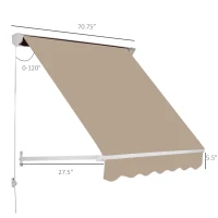 Outsunny 6' Drop Arm Manual Retractable Window Awning Sun Shade Shelter for Patio Balcony Outdoor, Aluminum, Can Cover 2 Windows, Cream White(m-3)