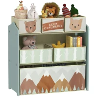 Qaba Toy Organizer with 6 Storage Bins, 25" x 12" x 26", Green(m-9)