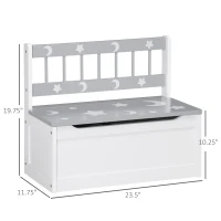 Qaba Toddler Toy Box Storage Bench with Large 27 Liter Interior, Kids Storage Bench Seat with Storage for Toddler Playroom Furniture, Kids Bedroom Furniture, Toy Organizer and Storage Bin, Gray(m-3)