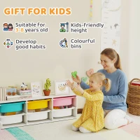 Qaba Kids Toy Storage Organizer with 6 Removable Plastic Bins for Toddlers, Toy Box for Bedroom, Nursery, Playroom(m-5)
