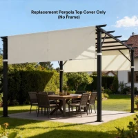 Outsunny 2 Pcs Pergola Replacement Canopy, UV Protection Pergola Shade Cover, Easy to Install, for 10 x 10ft Pergola, Cream White(m-9)