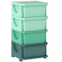 Qaba 4 Tier Kids Storage Unit, Toy Organizers and Storage with 4 Drawer for Bedroom Nursery Living Room for Boys Girls Green(m-11)