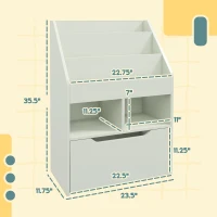 HOMCOM Kids Bookcase Multi-Shelf Book Rack with Mobile Drawer for Books, Toys, Pale Green(m-3)
