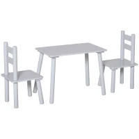 Qaba Kids Wooden Table and Chair Set, Play Activity Table for Arts, Crafts, Dinning, and Reading for Toddlers Age 2 to 5, Grey(m-1)