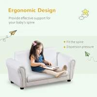 Qaba Kids Sofa Set with Footstool for Toddlers and Babies, White(m-4)