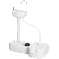 kleankin Portable Camping Sink, HDPE Handwashing Station Basin with 4.5 Gal Tank, 6.3 Gal Recovery Tank, Wheels & Soap Dispenser(m-11)