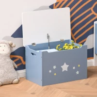 Qaba Kids Toy Storage Box, Organizer Chest with Gas Stay Bar Seating Bench, Blue(m-9)