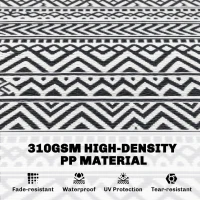 Outsunny Reversible Outdoor Rug Carpet RV Camping Rugs with Carry Bag, 8' x 10', Gray & Cream White Boho(m-4)