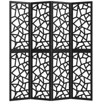 HOMCOM 4 Panel Room Divider, 5.6 FT Lightweight Folding Privacy Screen with Geometric Pattern for Living Room, Bedroom, Black(m-9)