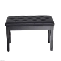 HOMCOM 30" Piano Bench with Padded Cushion and Storage, Faux Leather Keyboard Bench with Solid Wood Legs, Black(m-11)