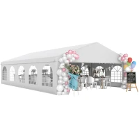 Outsunny 33'x20' Heavy Duty Steel Carport Garage Wedding Party Event Tent Shelter Gazebo Outdoor w/ Sidewalls Canopy Pavilion White(m-2)