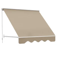 Outsunny 6' Drop Arm Manual Retractable Window Awning Sun Shade Shelter for Patio Balcony Outdoor, Aluminum, Can Cover 2 Windows, Cream White(m-1)