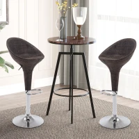 HOMCOM Adjustable Bar Stools Set of 2, Rattan Bar Height Barstools with Swivel for Pub Counter Kitchen(m-10)