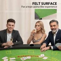 Soozier Poker Table Foldable, 72" Portable Casino Blackjack Table for 8 Players with Felt Surface, Cup Holders, Green(m-6)