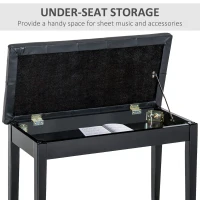 HOMCOM Piano Bench, Duet Piano Chair with Faux Leather Padded Cushion and Wooden Frame, Button Tufted Keyboard Bench, Black(m-6)