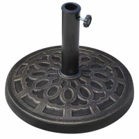 Outsunny 26 lbs Resin Round Umbrella Base Stand Market Parasol Base for Φ1.5", Φ1.89" Pole, for Backyard, Garden, Bronze(m-2)