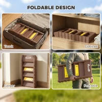 PawHut Foldable Dog Car Ramp, Dog Ramp with Anti-Slip Steps, Pet Stairs for Senior Pets to Access Cars and High Beds, Brown(m-6)
