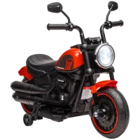 Aosom 6V Kids Motorcycle with Training Wheels, Foot Pedal, Headlight, Forward/Reverse, Single-Button Start, Red(m-9)