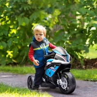 Aosom Licensed 6V Kids Ride on Motorcycle, Off-Road Battery Powered Three Wheels Dirtbike with USB, AUX, Music and Headlight for Toddler, Blue(m-10)