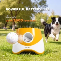 PawHut Automatic Dog Ball Launcher with 5 ETPU Balls 2.3", 3 Distance Settings 20ft, 33ft, 46ft, Orange(m-6)