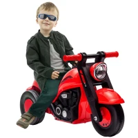 Qaba Foot to Floor Toddler Ride on Toy, Sliding Toddler Car with Music and Bubble, for 2-5 Years Old, Red(m-9)