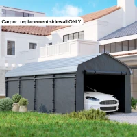 Outsunny Carport Replacement Sidewall Panel for 10' x 15' Carports, UPF50+ Waterproof Replacement Side Wall Cover, Dark Gray(m-2)